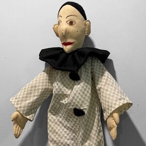 Vintage Quebec Artist Mime Doll 32” Wall Hanging Clown Decor Painted Face